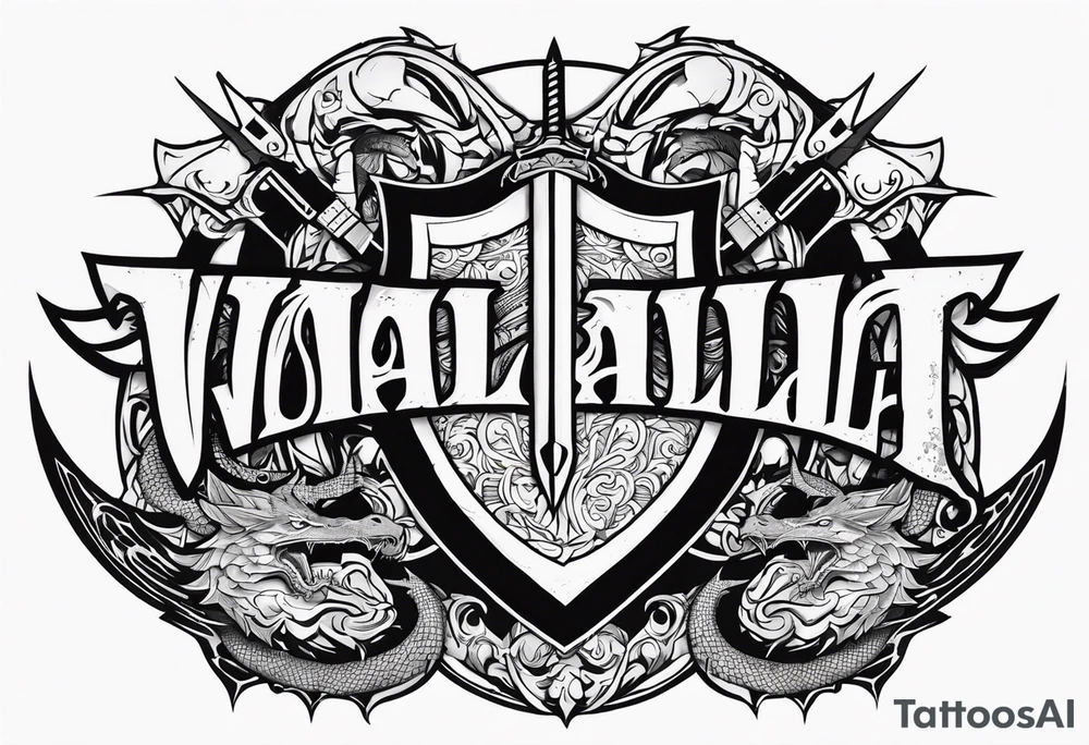 Valhalla sword ship dragon shield tattoo idea