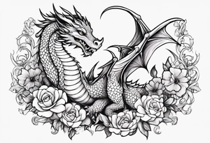 flower, cross, cute dragon tattoo idea