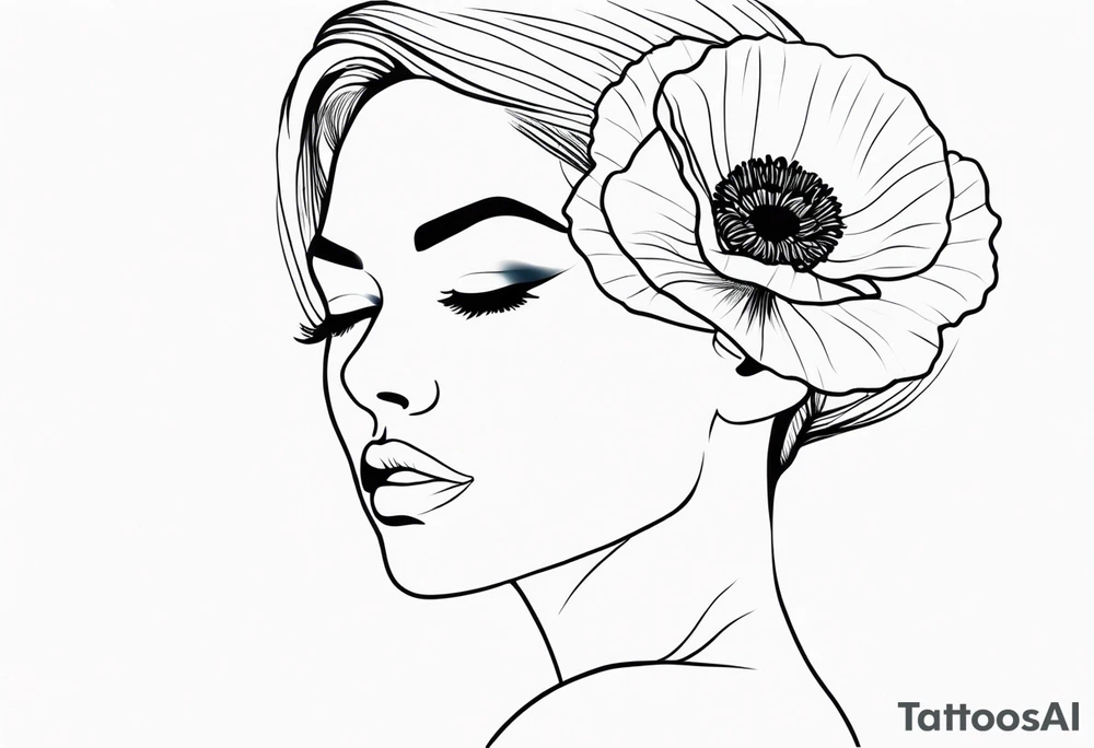 outline tatoo, face, poppy, word tattoo idea