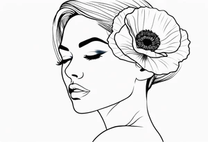 outline tatoo, face, poppy, word tattoo idea