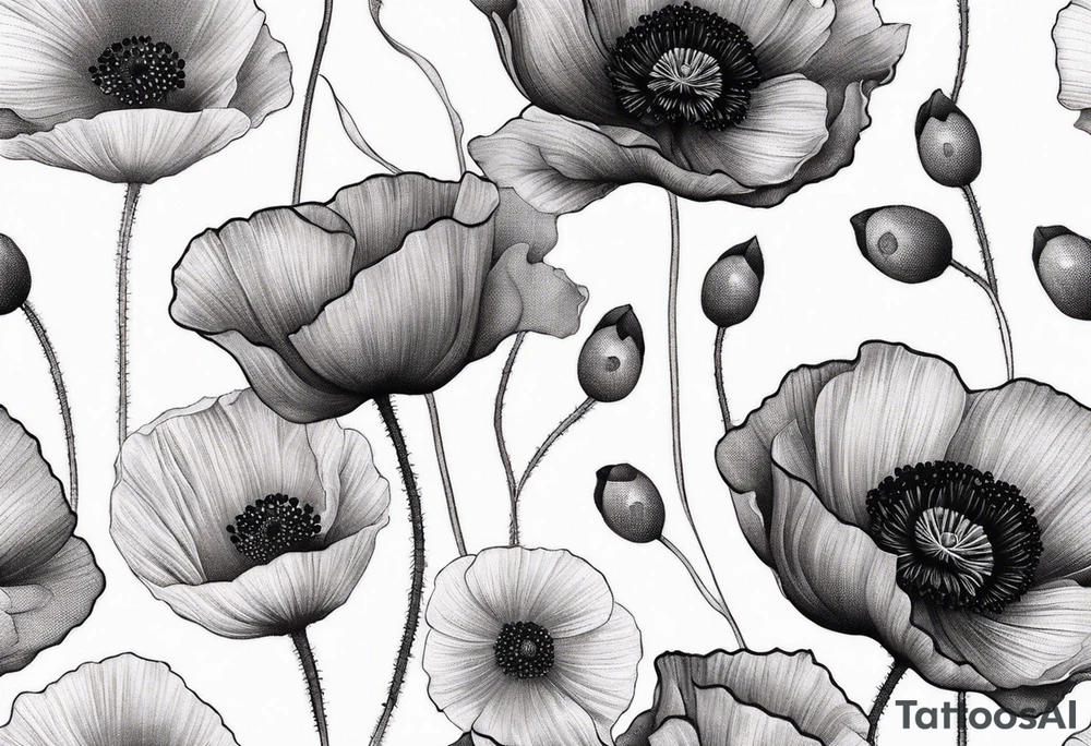 Poppy bouquet tattoo idea