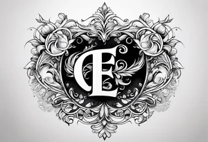 Simple fine line three script letter ‘E’ intertwined tattoo idea