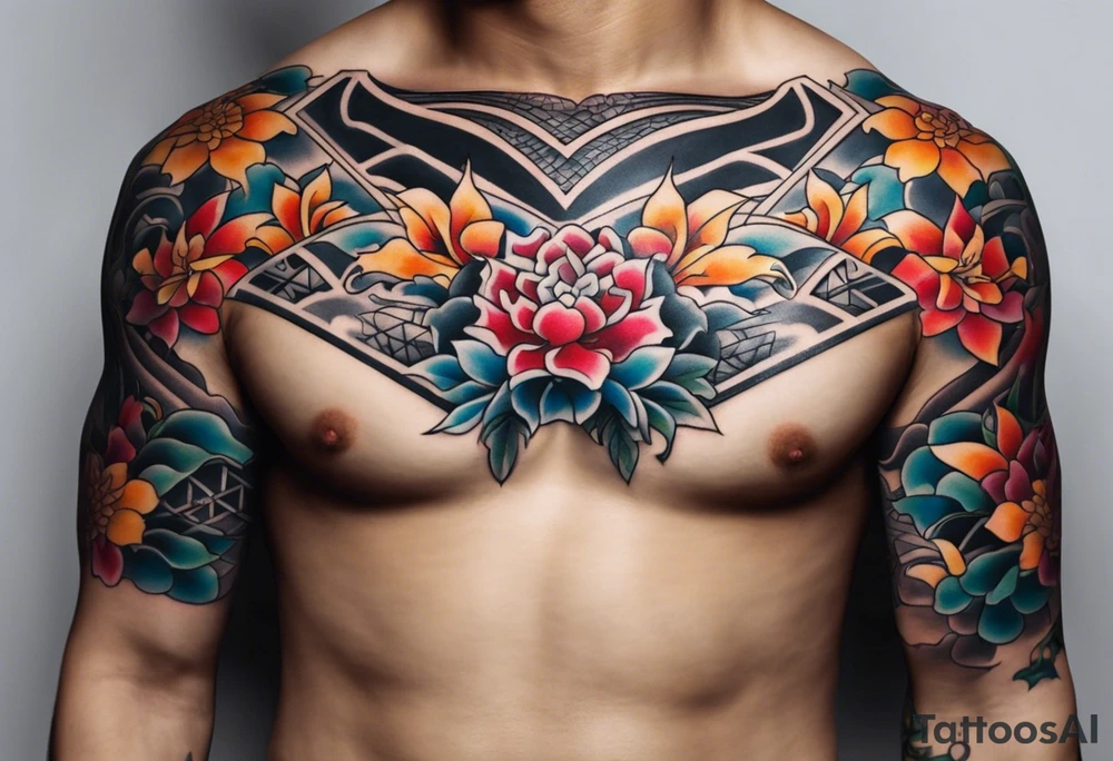 Japanese tattoo on chest tattoo idea
