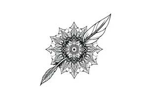 spiritual feather indian mandala shaman rune tattoo idea
