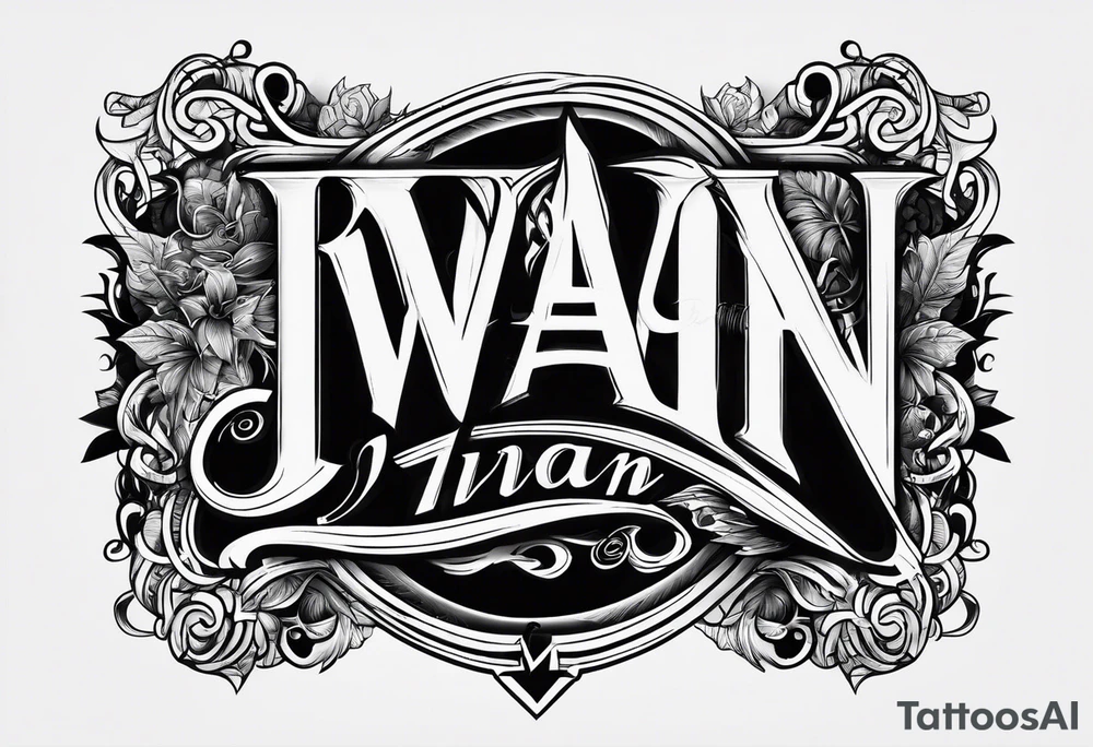 Lettering of the name Ivan tattoo idea