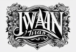 Lettering of the name Ivan tattoo idea