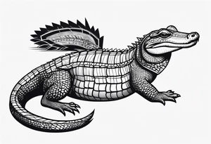 Full body Caiman with tail tattoo idea