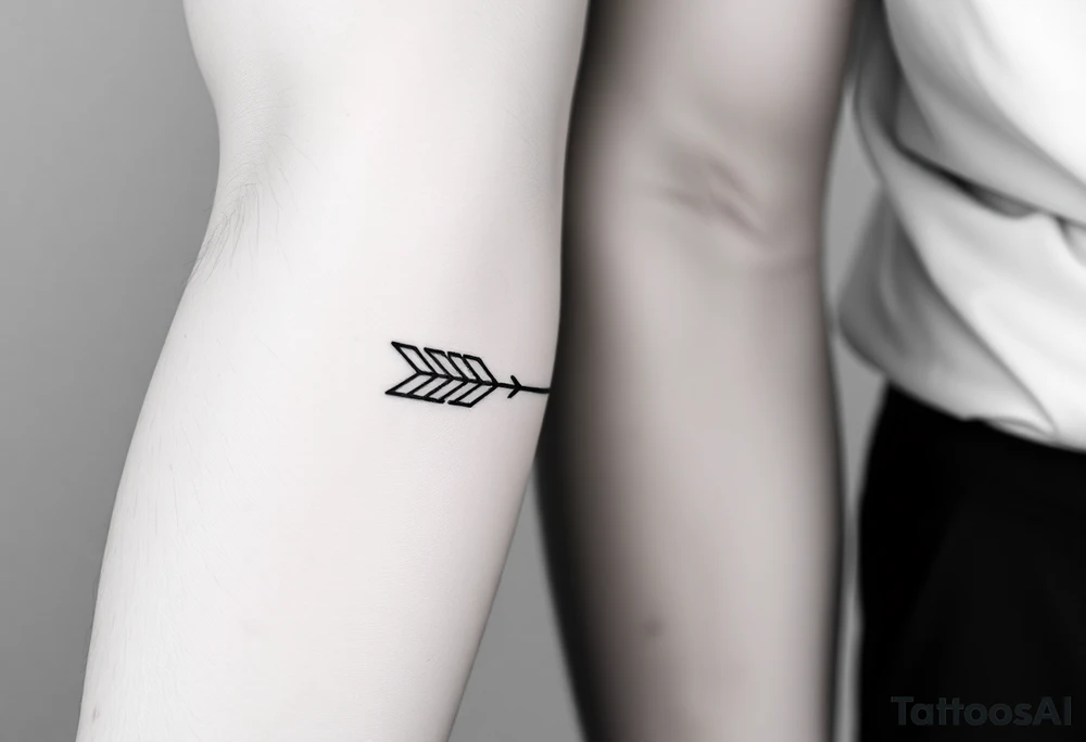 3D arrow fine line tattoo idea