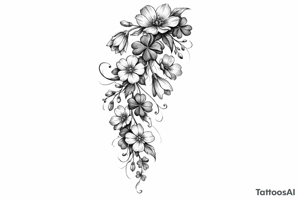 Cascading simple Irish flowers tattoo idea