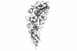 Cascading simple Irish flowers tattoo idea