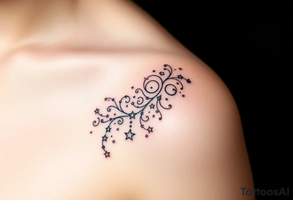 Cascade of stars swirl tattoo idea