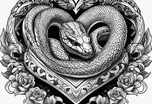 Snake wrapping and squeezing a heart tattoo idea
