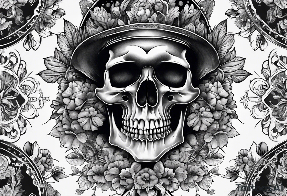 Skull magic mushrooms tattoo idea