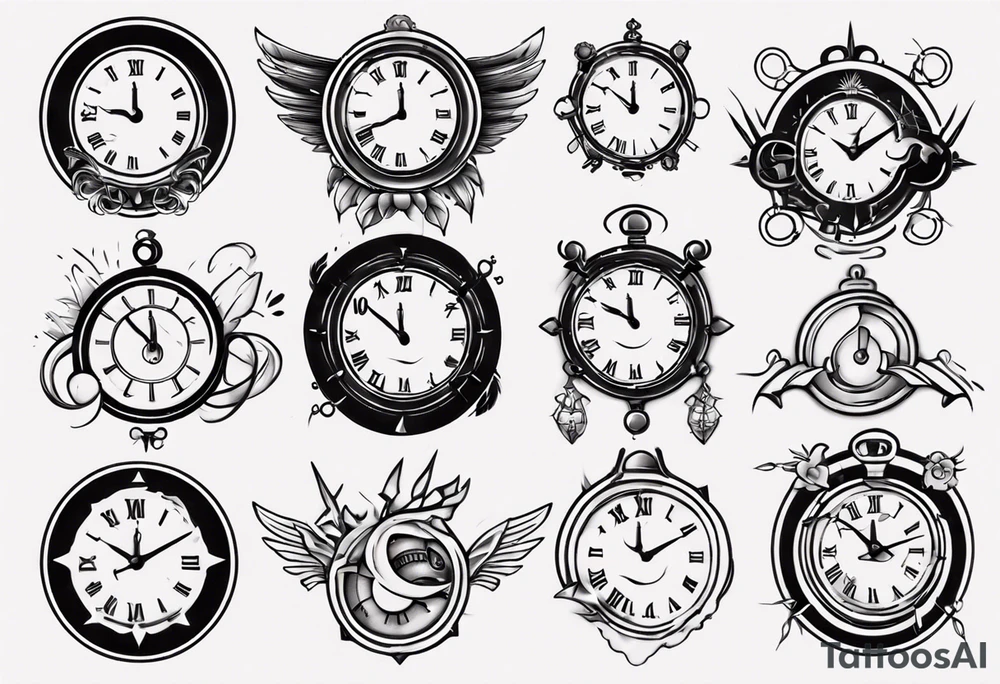 Baby clock name tattoo idea