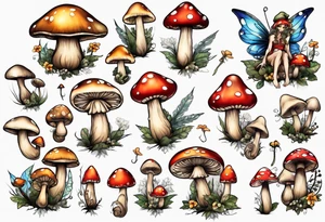 mushroom fairy tattoo idea