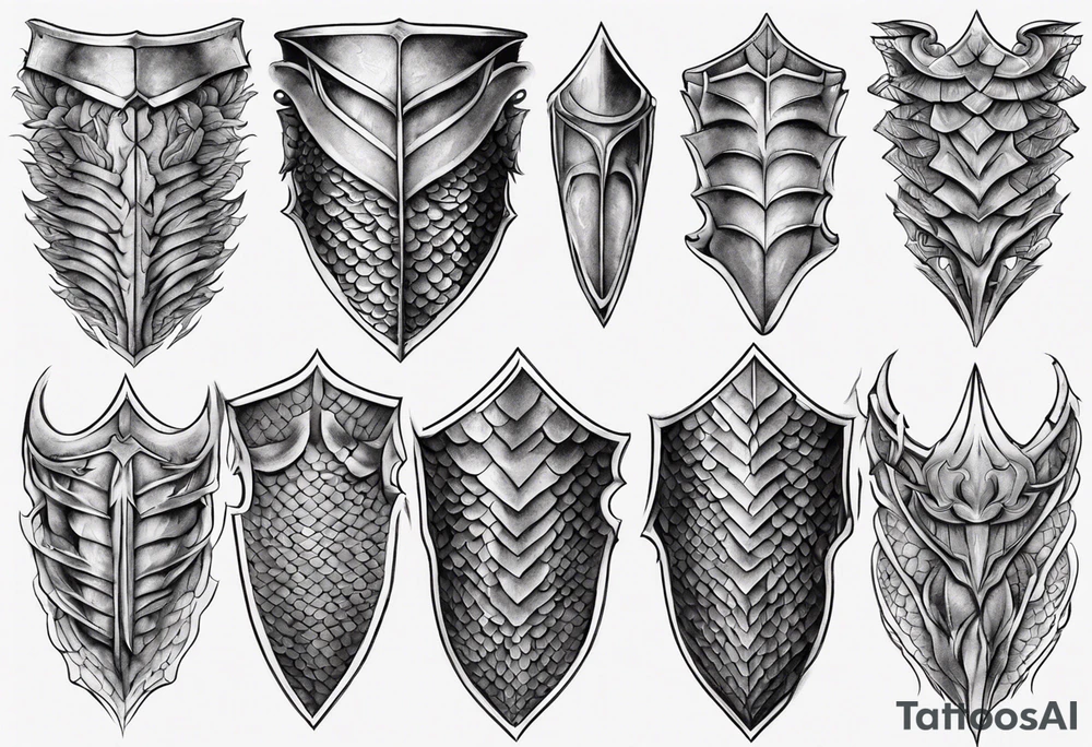 Dragonscale Leg armor symmetrical tattoo idea