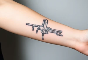 wide vertical System of pipes that transitions and transforms outwards of sides and end into thick, widespread 
veins of forearm tattoo idea
