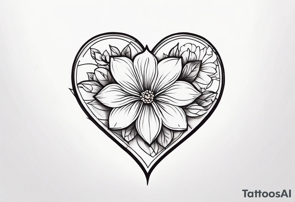 Flower in a heart tattoo idea