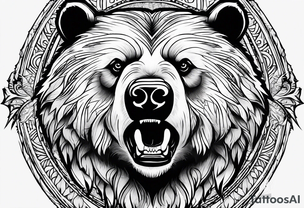 Grizzly Bear with a look of strength in their eyes tattoo idea