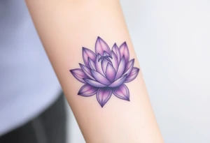 A soft purple water lily, with a subtle gradient of lavender to deep purple petals, symbolizing spiritual growth and a love that blooms over time tattoo idea