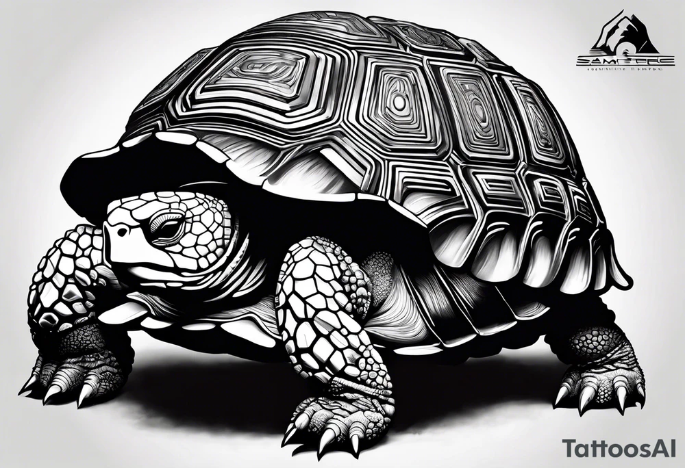 native american tortoise with the name sam incorporated into thje shell design tattoo idea
