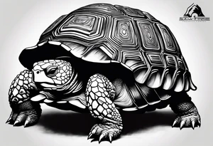 native american tortoise with the name sam incorporated into thje shell design tattoo idea