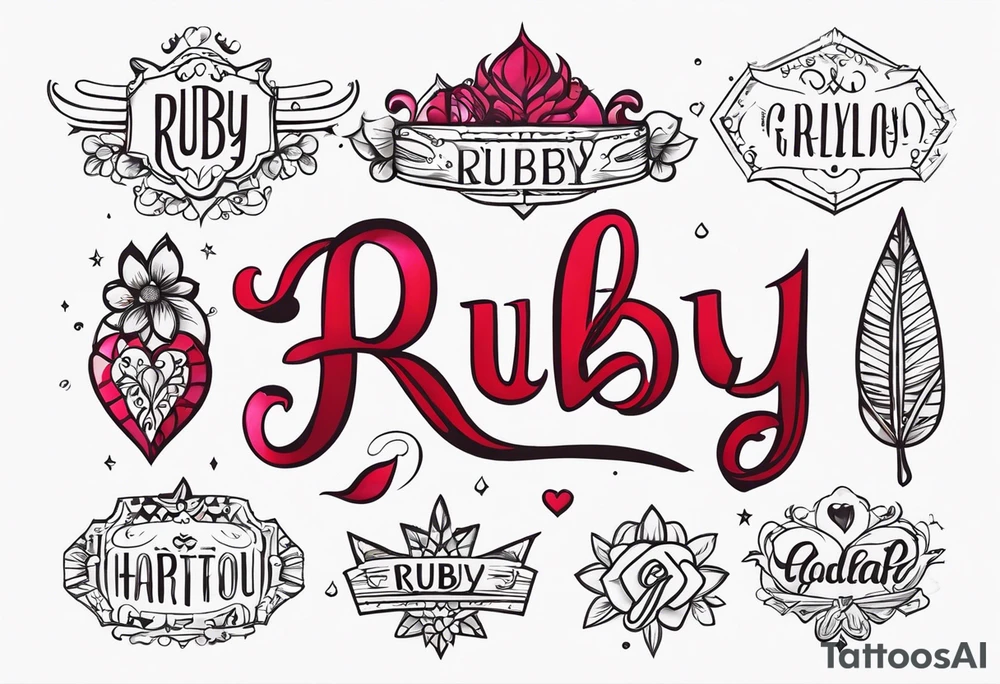 Generate a girly tattoo with the name of: Ruby tattoo idea