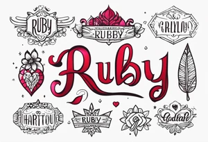 Generate a girly tattoo with the name of: Ruby tattoo idea