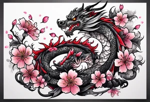 A cherry blossom dragon tattoo idea