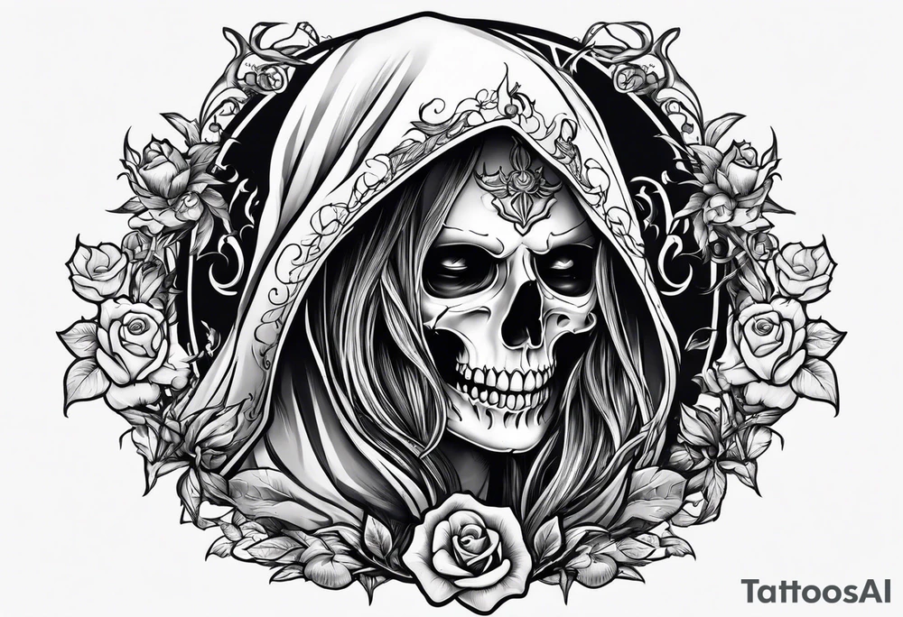 lady skeleton grim reaper satan tattoo idea