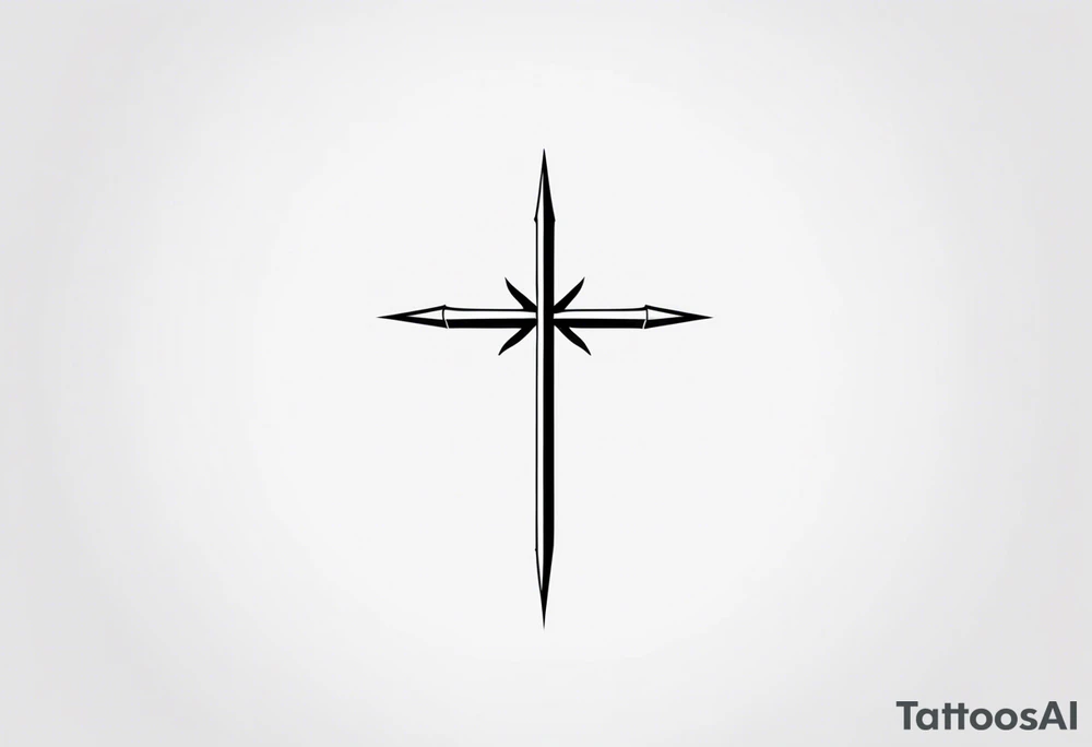 Picture of a simple cross to represent God with an arrow pointing up on top tattoo idea
