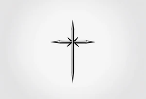 Picture of a simple cross to represent God with an arrow pointing up on top tattoo idea