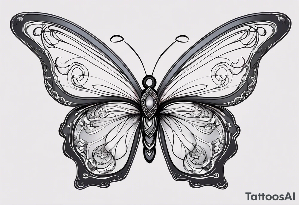 Butterfly with the middle of the butterfly is a japanese knot, fine line smoke/clouds sort of floating around and up, and lotus flower. My insipration is from a manga called xxHolic. I want the style to be flowy and loose and porcelain tattoo idea