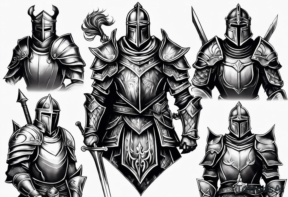 muscular knight tattoo idea