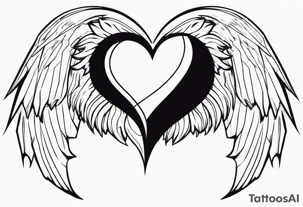 devilish heart angelish wings tattoo idea