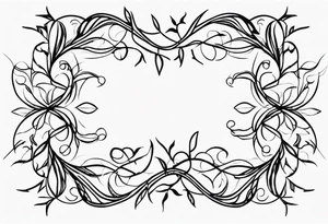 Long straight black and white vines with thorns tattoo idea