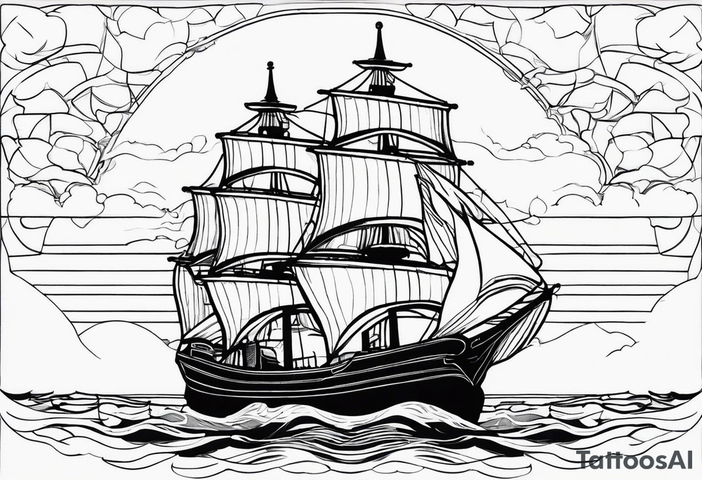 Classis ship heading to the horizon tattoo idea