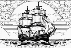Classis ship heading to the horizon tattoo idea