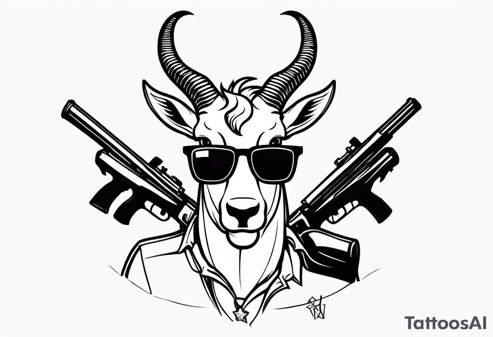 capricorn with sunglasses and shotgun tattoo idea
