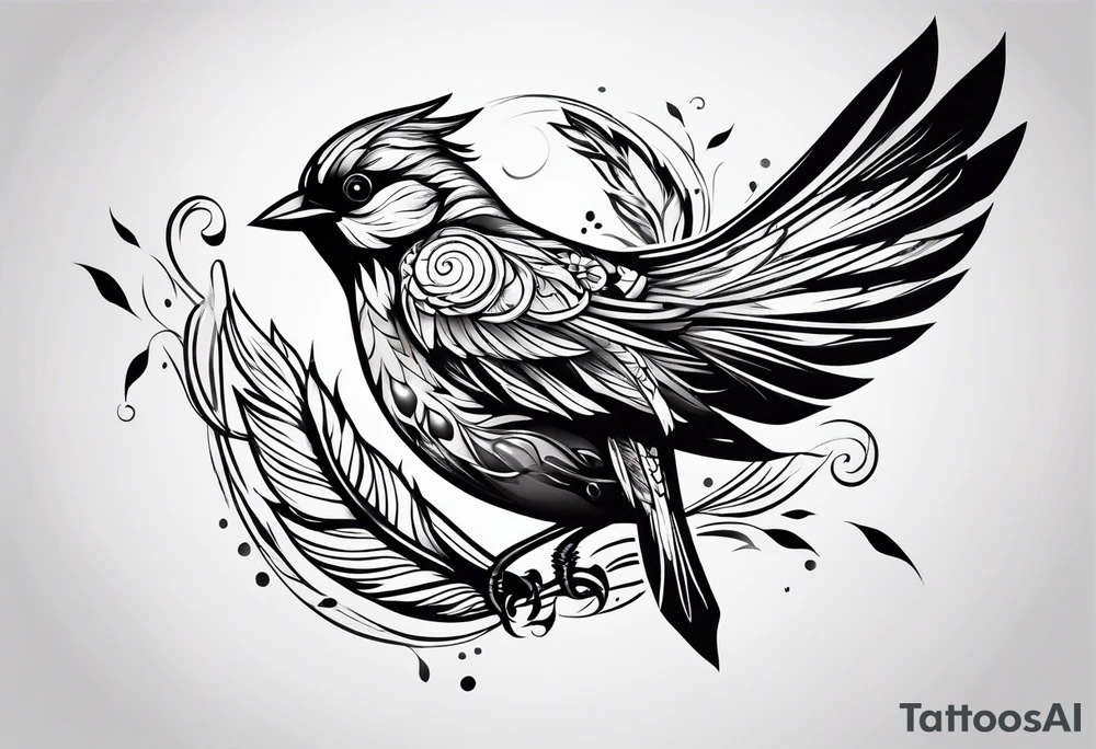 Flying sparrow tattoo idea