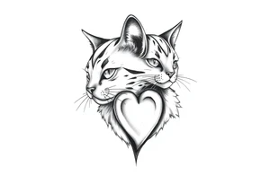 Pata de gato e coração tattoo idea