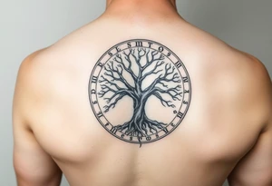 tree of life with circle of runes tattoo idea