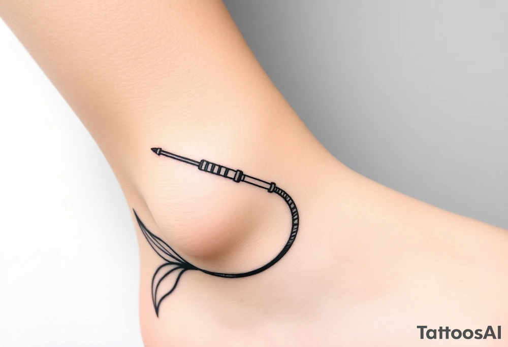 Mermaid tail with elbow crutches tattoo idea