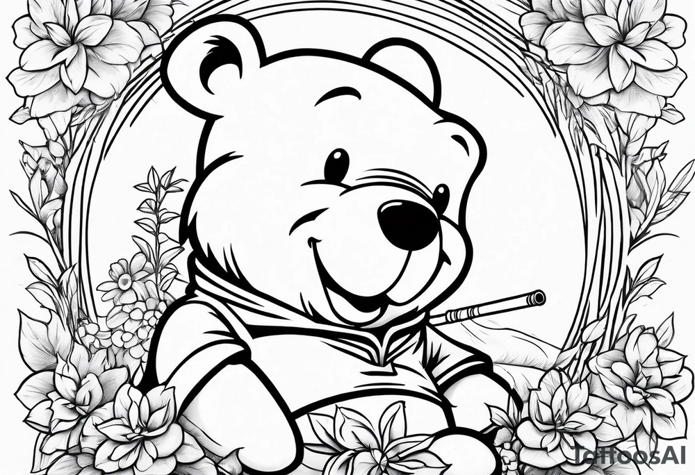 Winnie Pooh smoking joint tattoo idea