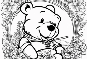 Winnie Pooh smoking joint tattoo idea