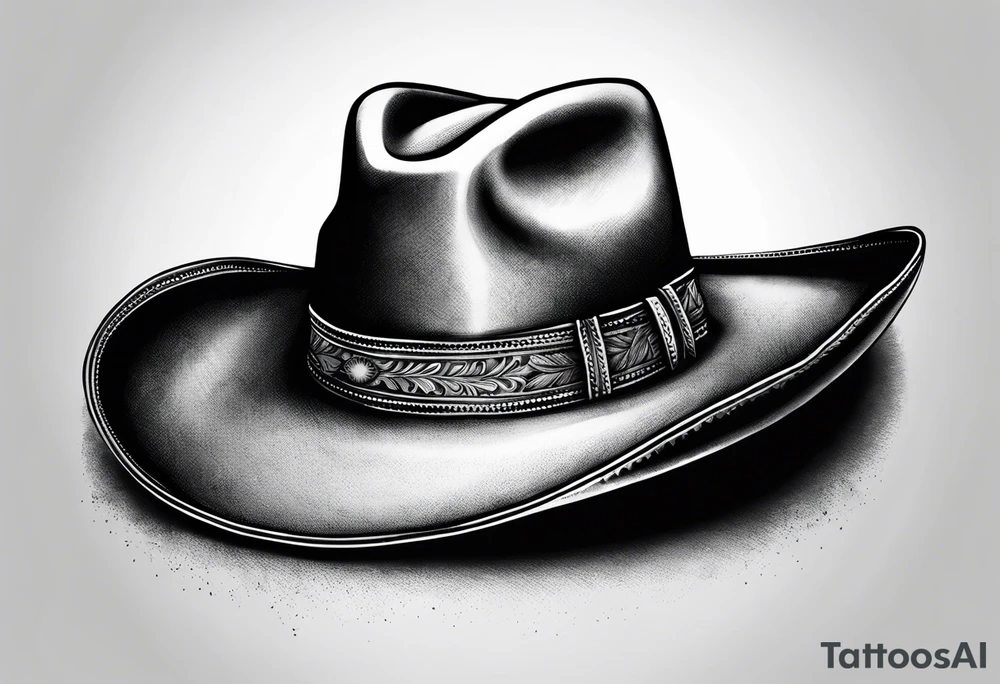 Texas wearing a weathered cowboy hat tattoo idea