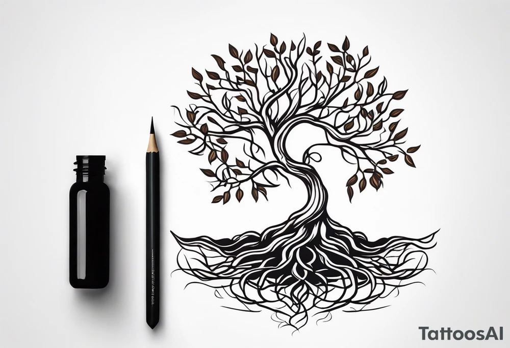Tree with growing roots tattoo idea