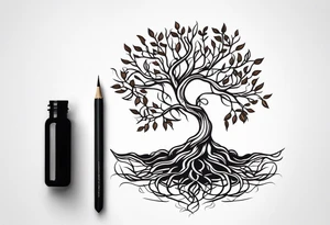 Tree with growing roots tattoo idea
