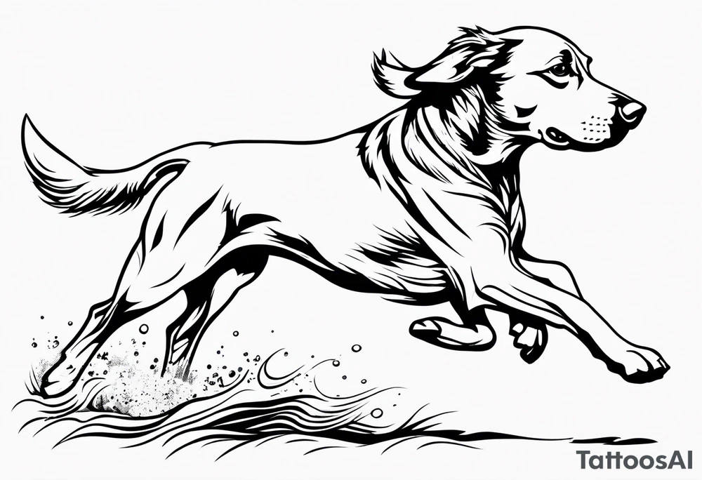Outline of dashound running tattoo idea