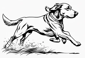 Outline of dashound running tattoo idea